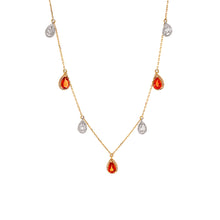 Load image into Gallery viewer, ARA MULTI TEARDROP CHARM SAPPHIRE DIAMOND NECKLACE