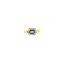 Load image into Gallery viewer, EMBER BLUE SAPPHIRE CUBAN LINK DIAMOND RING (EMERALD CUT)
