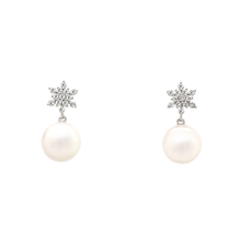 Load image into Gallery viewer, PERI SNOWFLAKE DIAMOND PEARL EARRING