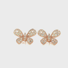 Load and play video in Gallery viewer, PAPILLON DIAMOND ROSE GOLD EARRING
