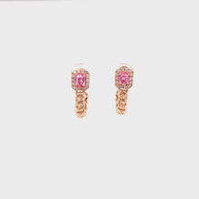 Load and play video in Gallery viewer, EMBER PINK SAPPHIRE CUBAN LINK DIAMOND EARRINGS
