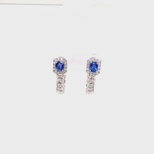 Load and play video in Gallery viewer, EMBER BLUE SAPPHIRE CUBAN LINK DIAMOND EARRINGS
