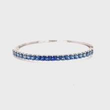 Load and play video in Gallery viewer, TIA PRINCESS CUT BLUE SAPPHIRE WHITE GOLD BANGLE
