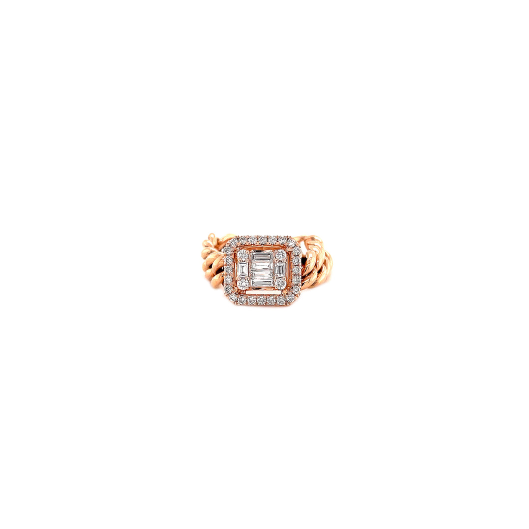 AMAYA DIAMOND CUBAN LINK RING ROSE GOLD