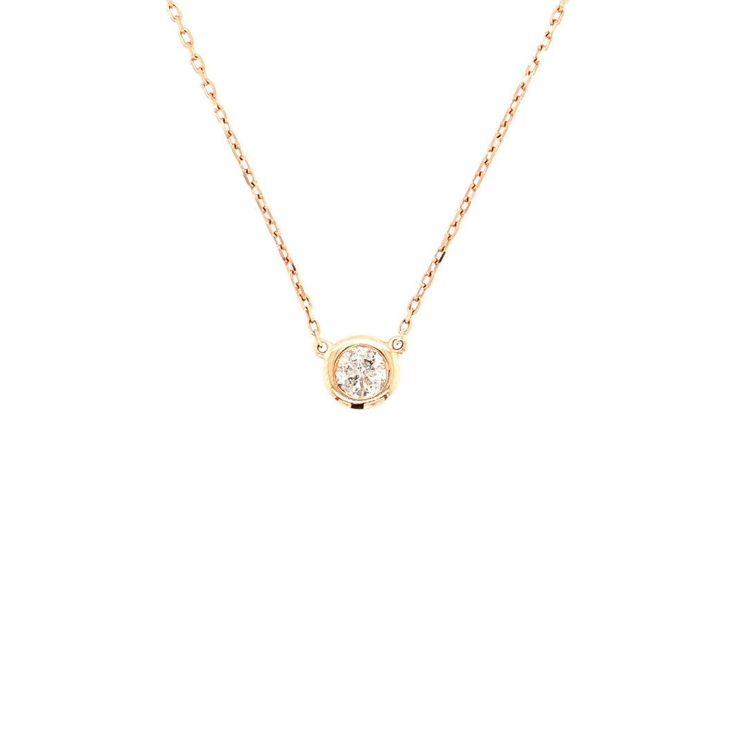 DARLA BEZEL SET DIAMOND NECKLACE ROSE GOLD