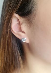 DIONE BAGUETTE AND ROUND DIAMOND HEART EARRINGS