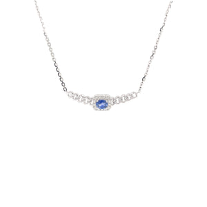 EMBER BLUE SAPPHIRE CUBAN LINK DIAMOND NECKLACE