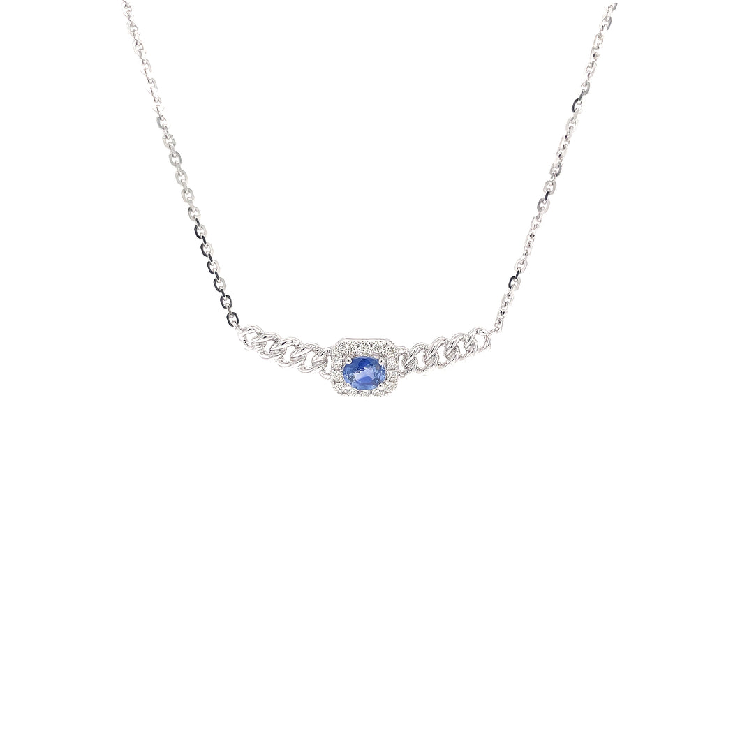 EMBER BLUE SAPPHIRE CUBAN LINK DIAMOND NECKLACE