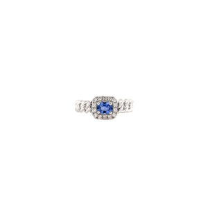 EMBER BLUE SAPPHIRE CUBAN LINK DIAMOND RING (FANCY CUT)