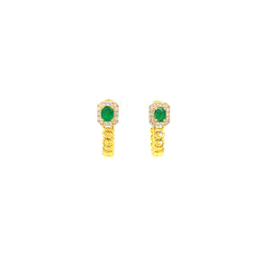 EMBER EMERALD CUBAN LINK DIAMOND EARRINGS