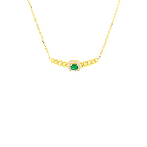 EMBER EMERALD CUBAN LINK DIAMOND NECKLACE