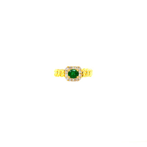 EMBER EMERALD CUBAN LINK DIAMOND RING (FANCY CUT)