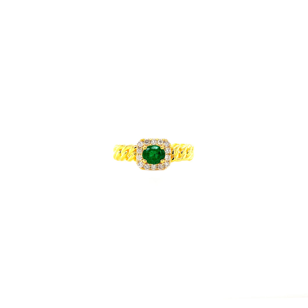 EMBER EMERALD CUBAN LINK DIAMOND RING (FANCY CUT)