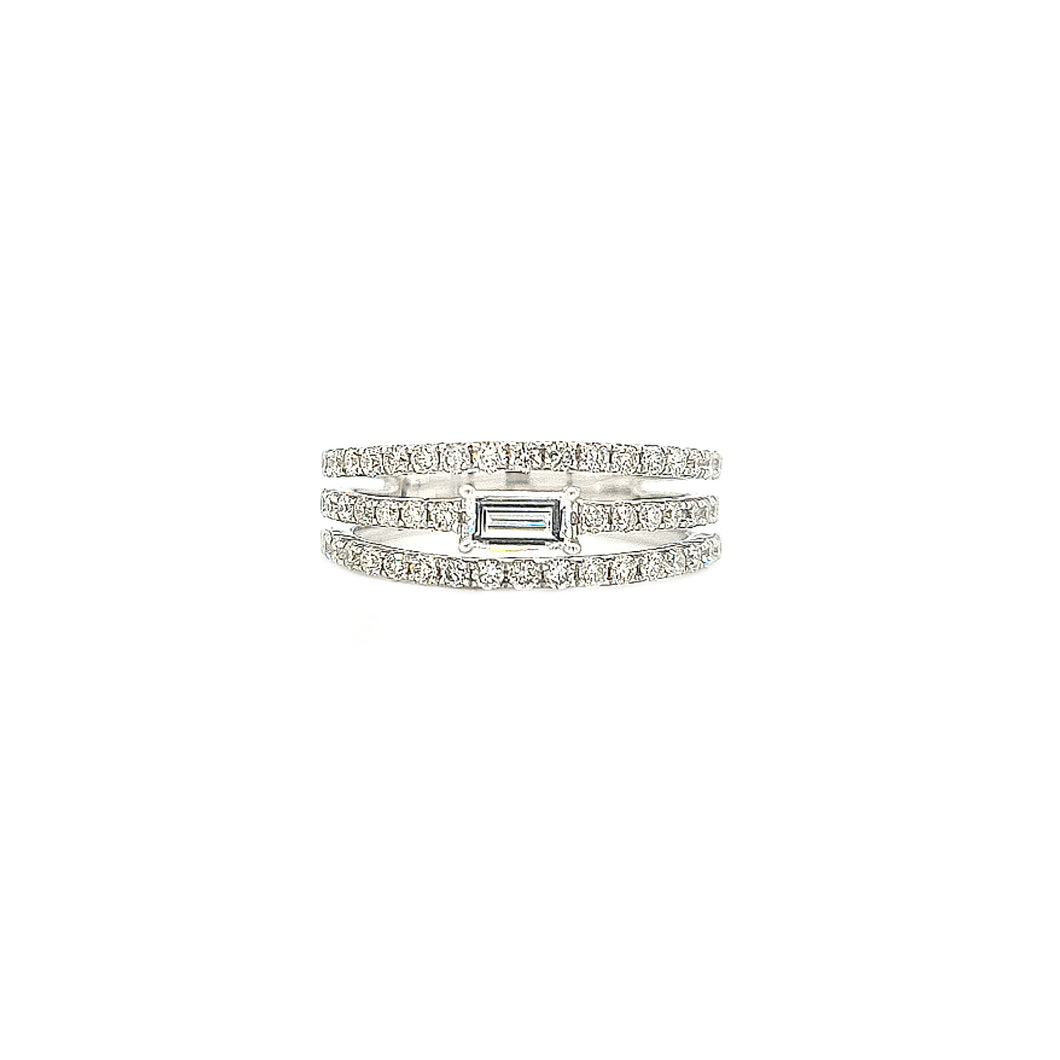 ESME TRIPLE SPLIT SHANK EMERALD CUT DIAMOND RING