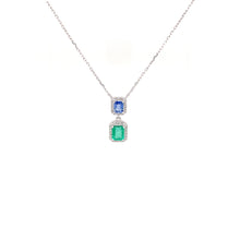 Load image into Gallery viewer, LUNA DUO EMERALD BLUE SAPPHIRE DIAMOND NECKLACE
