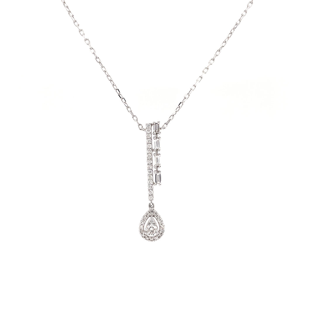 PRISHA BAGUETTE AND ROUND DIAMOND NECKLACE