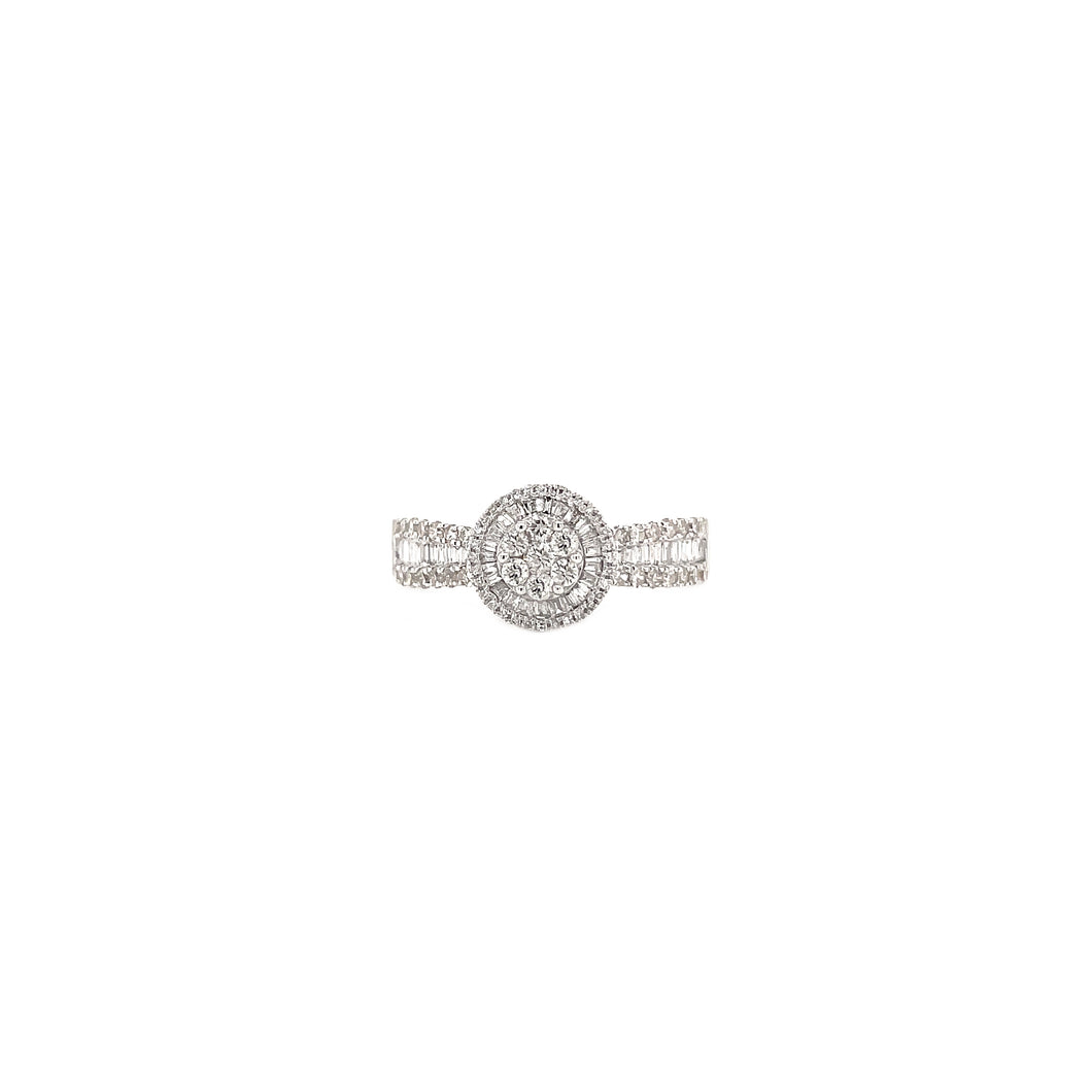 RENAE BAGUETTE AND ROUND DIAMOND RING