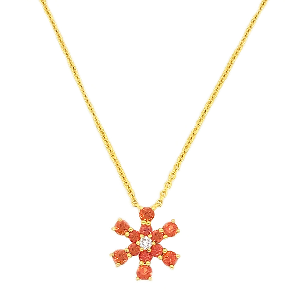 SNOWFLAKE ORANGE SAPPHIRE NECKLACE