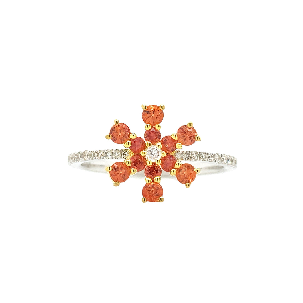 SNOWFLAKE ORANGE SAPPHIRE RING