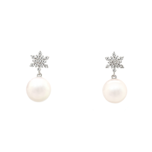 PERI SNOWFLAKE DIAMOND PEARL EARRING