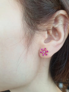 SNOWFLAKE RUBY EARRING