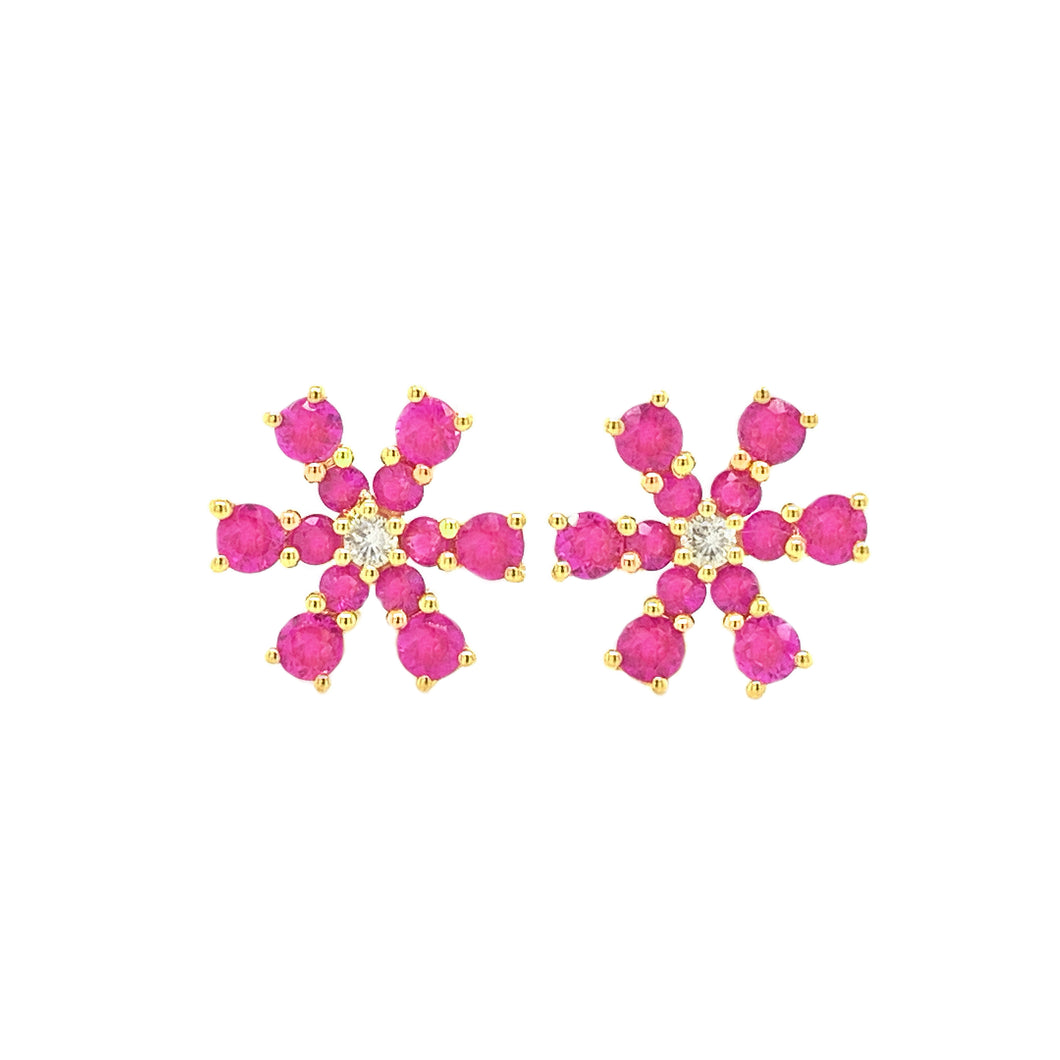 SNOWFLAKE RUBY EARRING