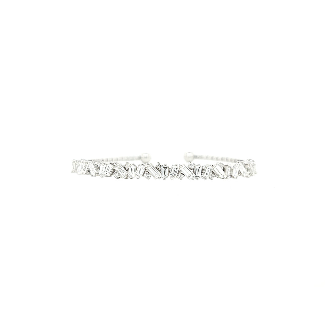 STAR BURST DIAMOND BANGLE WHITE GOLD