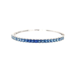 TIA PRINCESS CUT BLUE SAPPHIRE WHITE GOLD BANGLE