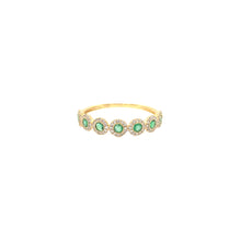 Load image into Gallery viewer, VAREN EMERALD DIAMOND HALO HALF BAND RING
