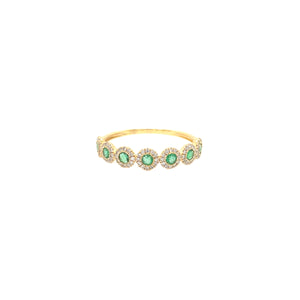 VAREN EMERALD DIAMOND HALO HALF BAND RING