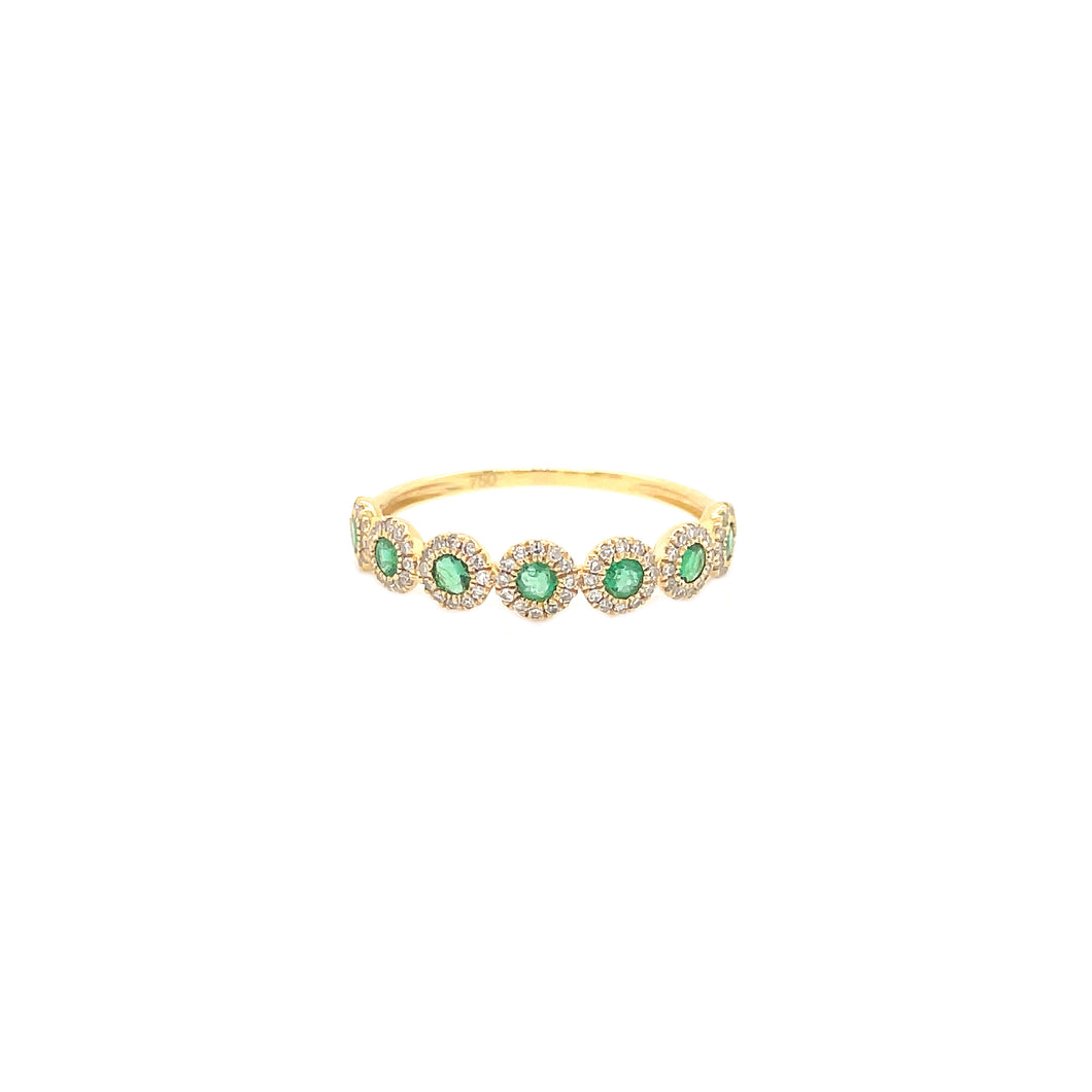 VAREN EMERALD DIAMOND HALO HALF BAND RING