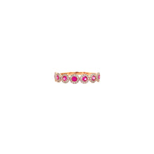 Load image into Gallery viewer, VAREN RUBY DIAMOND HALO HALF BAND RING
