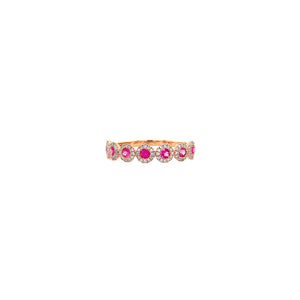 VAREN RUBY DIAMOND HALO HALF BAND RING