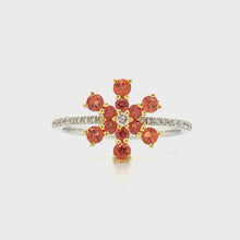 Load and play video in Gallery viewer, SNOWFLAKE ORANGE SAPPHIRE RING
