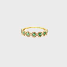 Load and play video in Gallery viewer, VAREN EMERALD DIAMOND HALO HALF BAND RING
