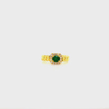 Load and play video in Gallery viewer, EMBER EMERALD CUBAN LINK DIAMOND RING (FANCY CUT)
